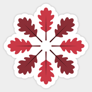 Radial Oak Leaves (Red) Sticker